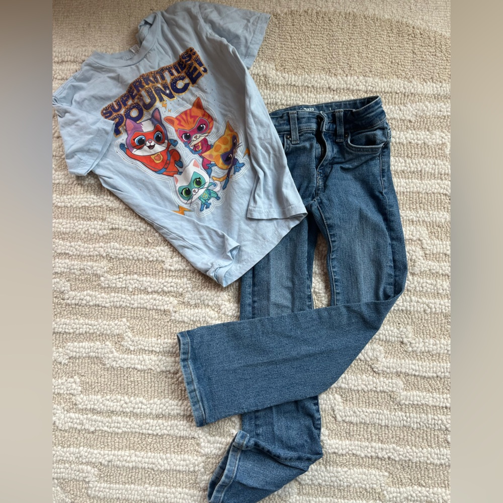 Super kitty 6-7 girl outfit bundle with slim flare jeans